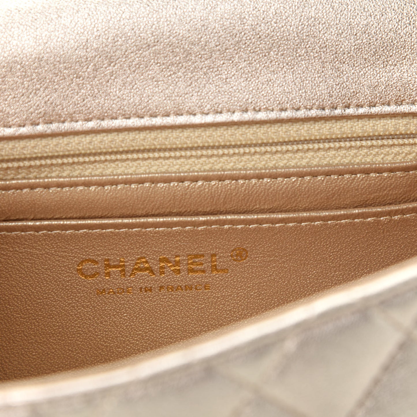Metallic Lambskin Quilted Mini Square Flap Gold