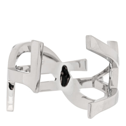 Saint Laurent Brass Monogram Cuff Bracelet Palladium 3 of 4