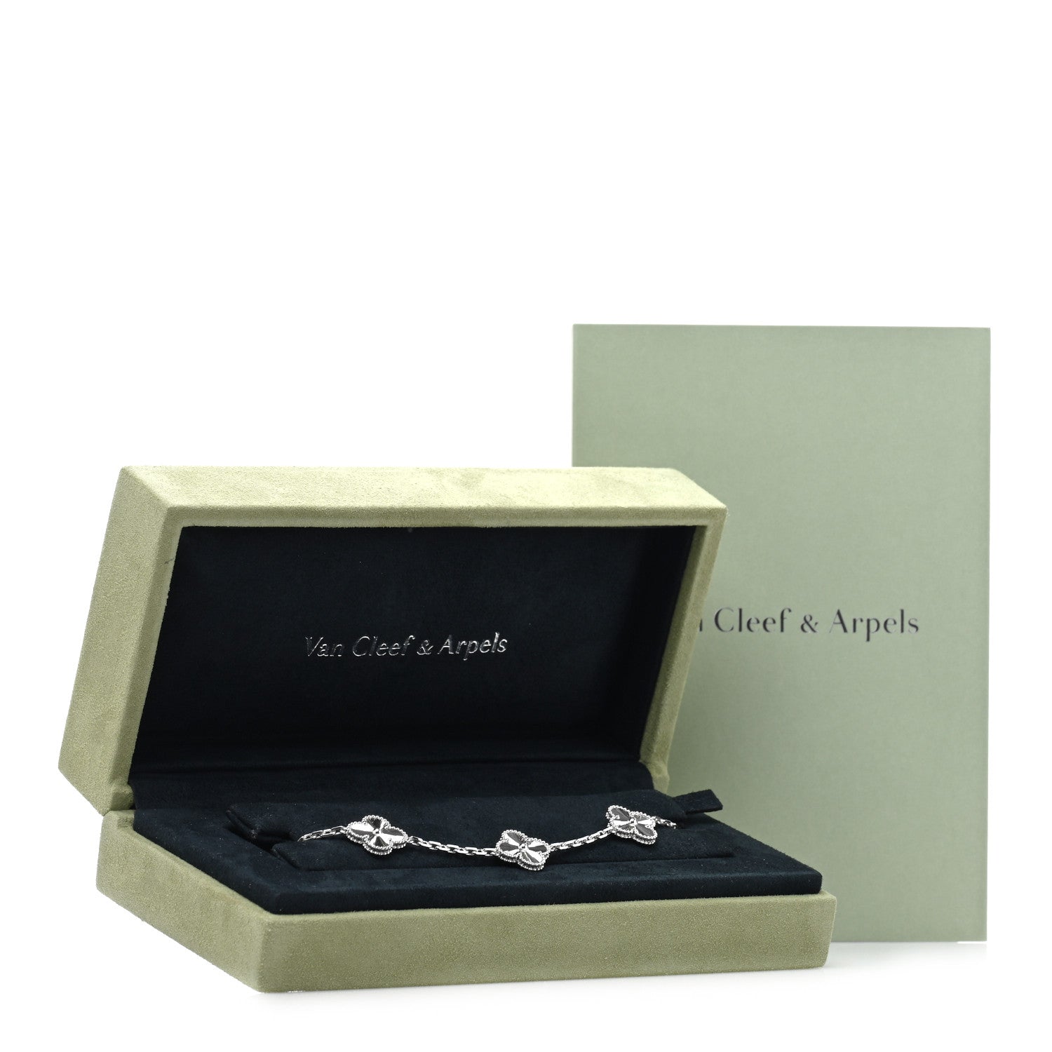 Van Cleef & Arpels 18K White Gold 5 Motifs Guilloche Vintage Alhambra Bracelet 4 of 4