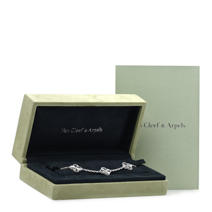 Van Cleef & Arpels 18K White Gold 5 Motifs Guilloche Vintage Alhambra Bracelet 4 of 4