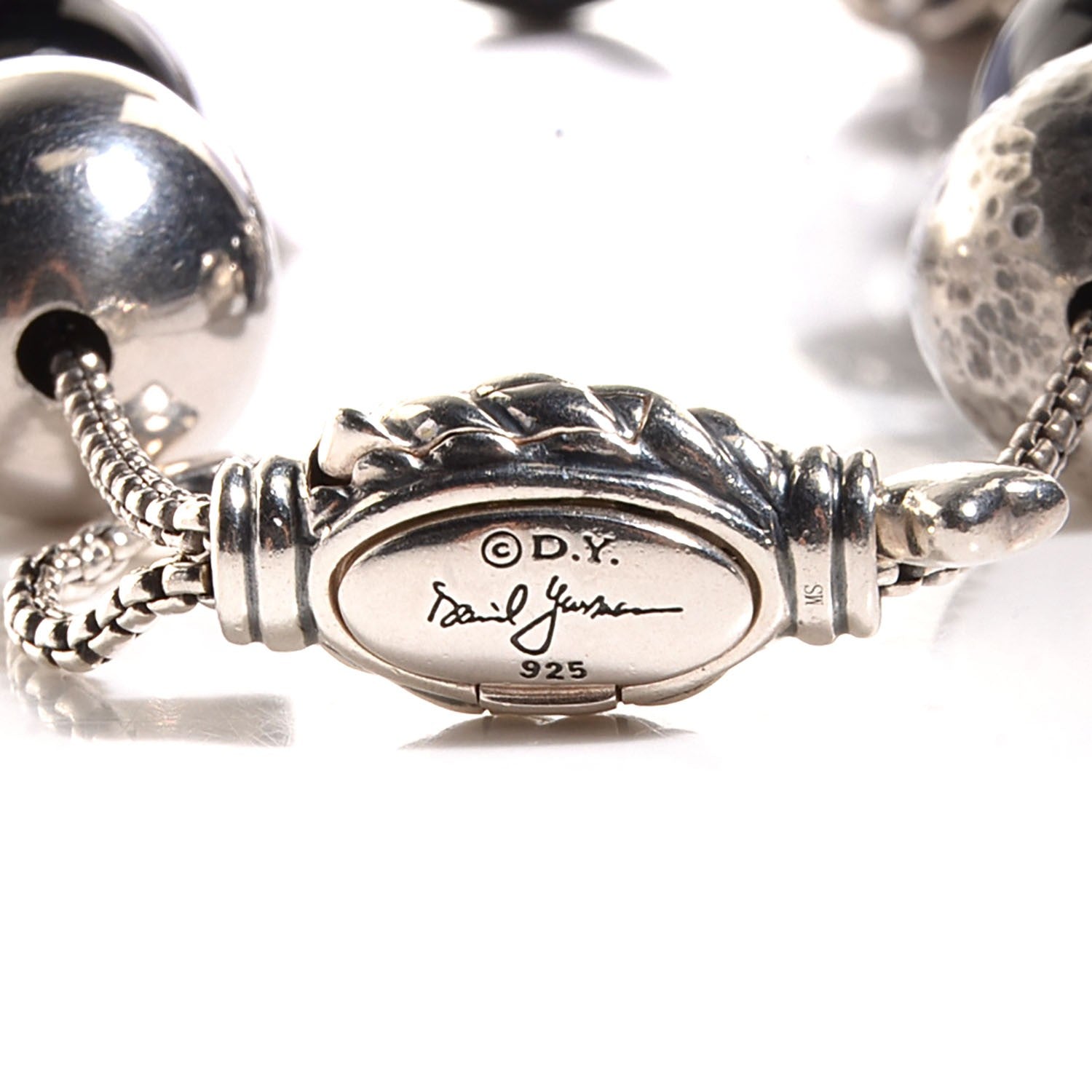 David Yurman Sterling Silver Black Onyx Hematine 8mm Elements Bracelet 3 of 4