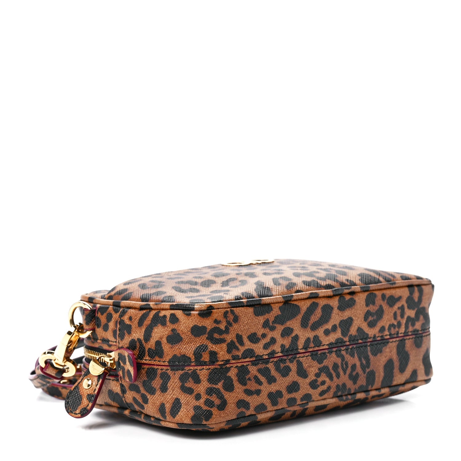 Salvatore Ferragamo Grained Calfskin Leopard Print Camera Bag Brown 5 of 11