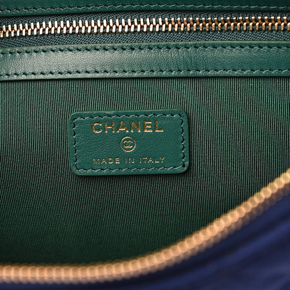 Chanel Jersey Quilted Medium Cosmetic Case Blue 6 of 8