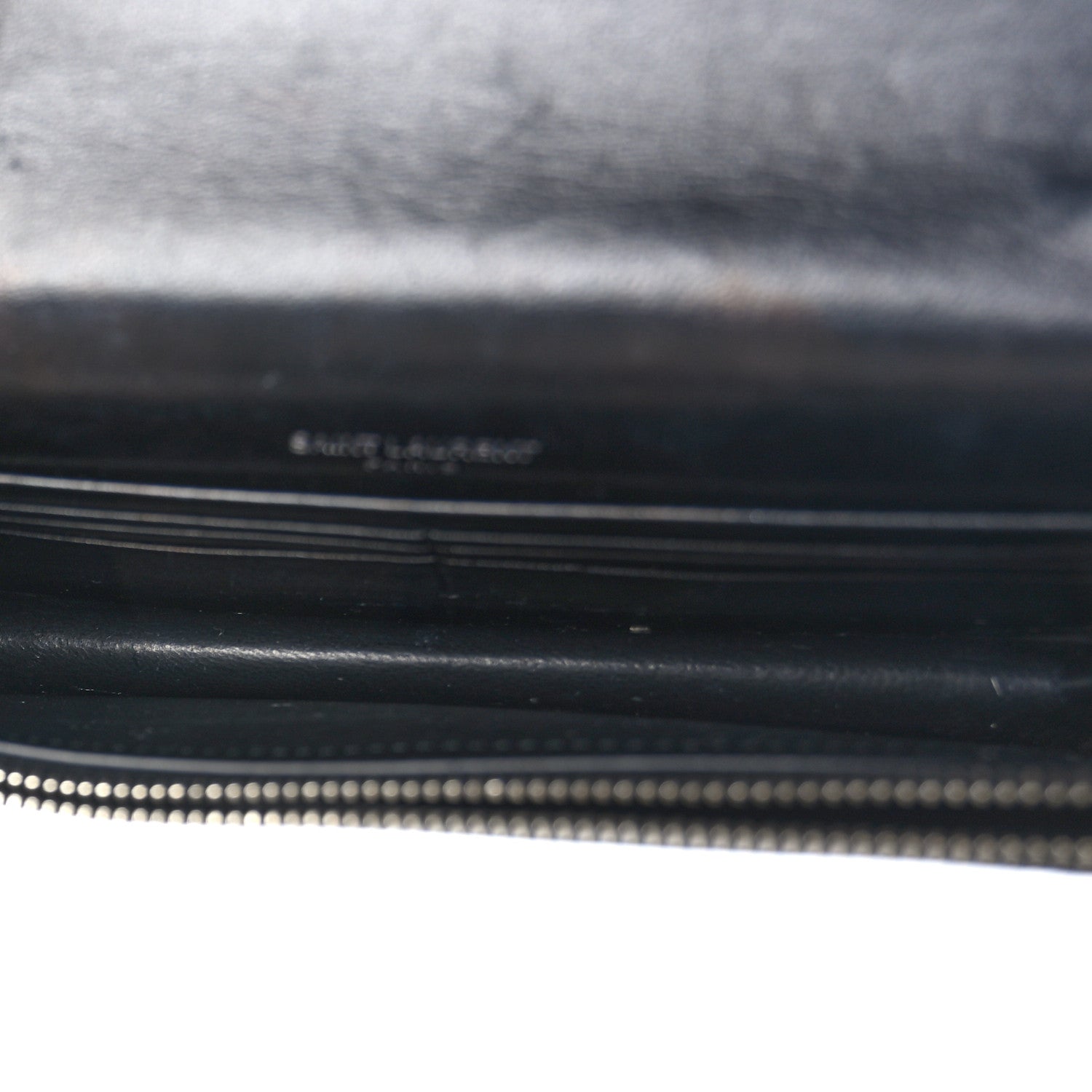 Saint Laurent Calfskin Crocodile Embossed Kate Monogram Tassel Chain Wallet Black 5 of 8