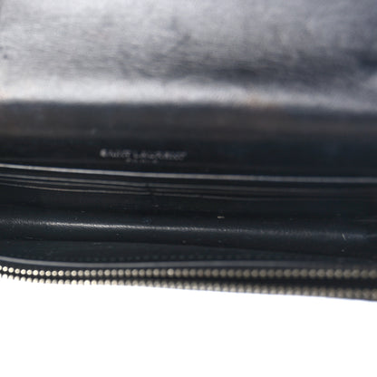 Saint Laurent Calfskin Crocodile Embossed Kate Monogram Tassel Chain Wallet Black 5 of 8