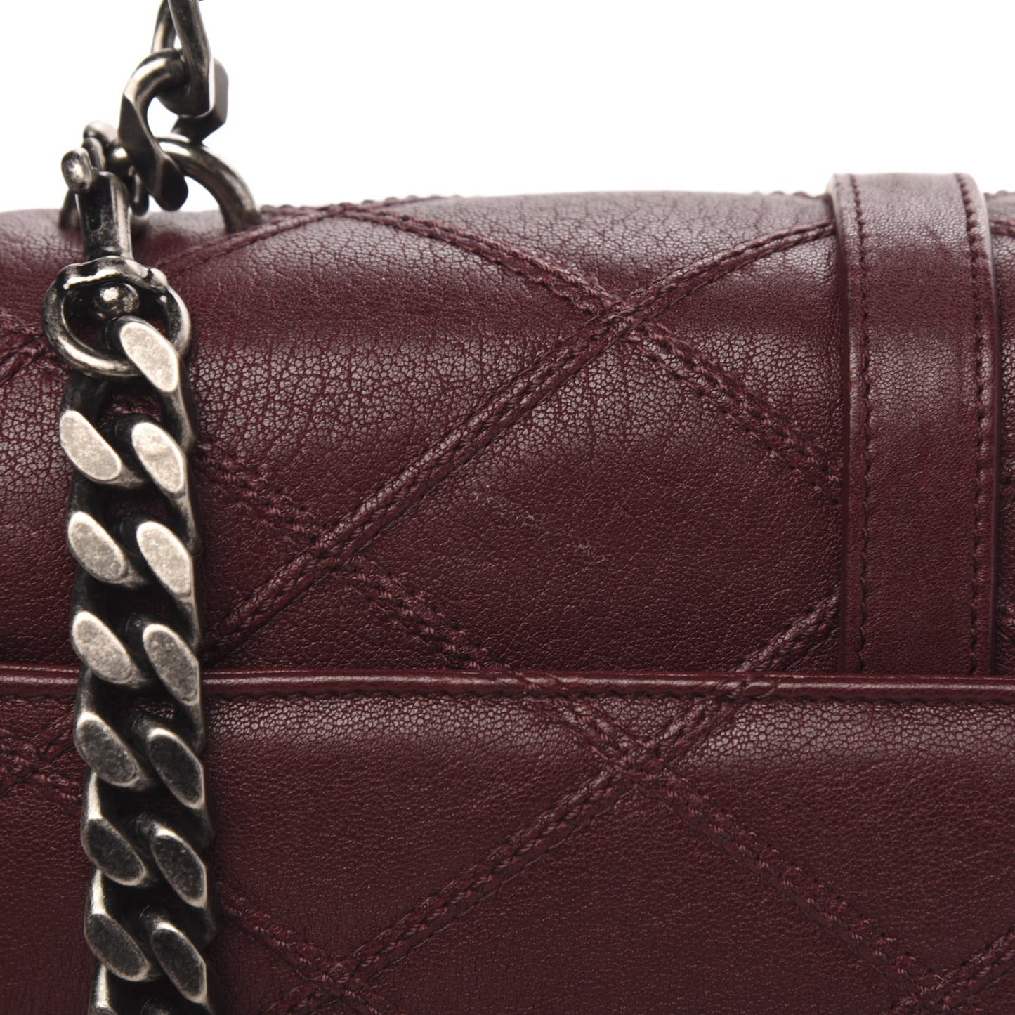 Calfskin Matelasse Diamond Quilted Monogram Medium College Bag Bordeaux