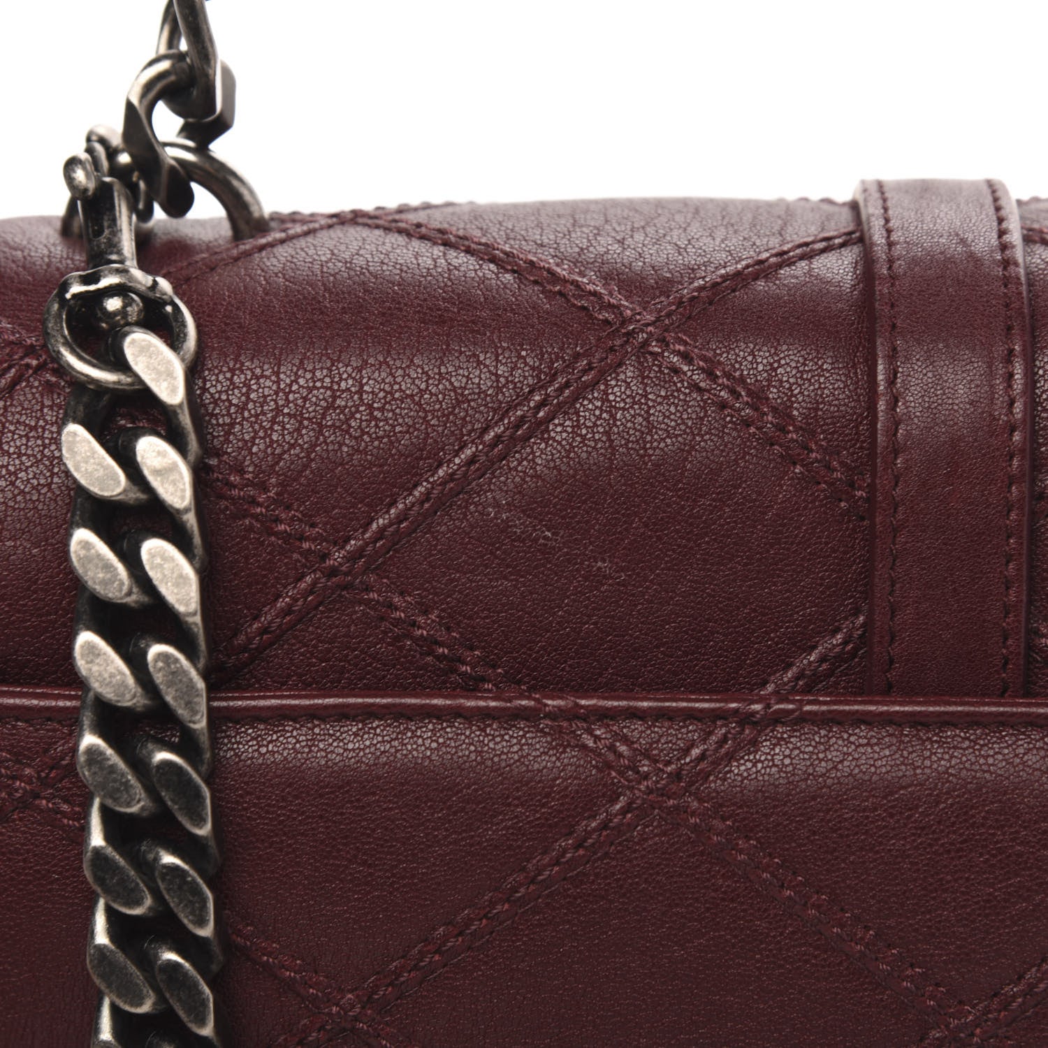 Saint Laurent Calfskin Matelasse Diamond Quilted Monogram Medium College Bag Bordeaux 12 of 13