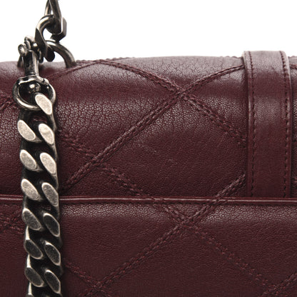 Saint Laurent Calfskin Matelasse Diamond Quilted Monogram Medium College Bag Bordeaux 12 of 13