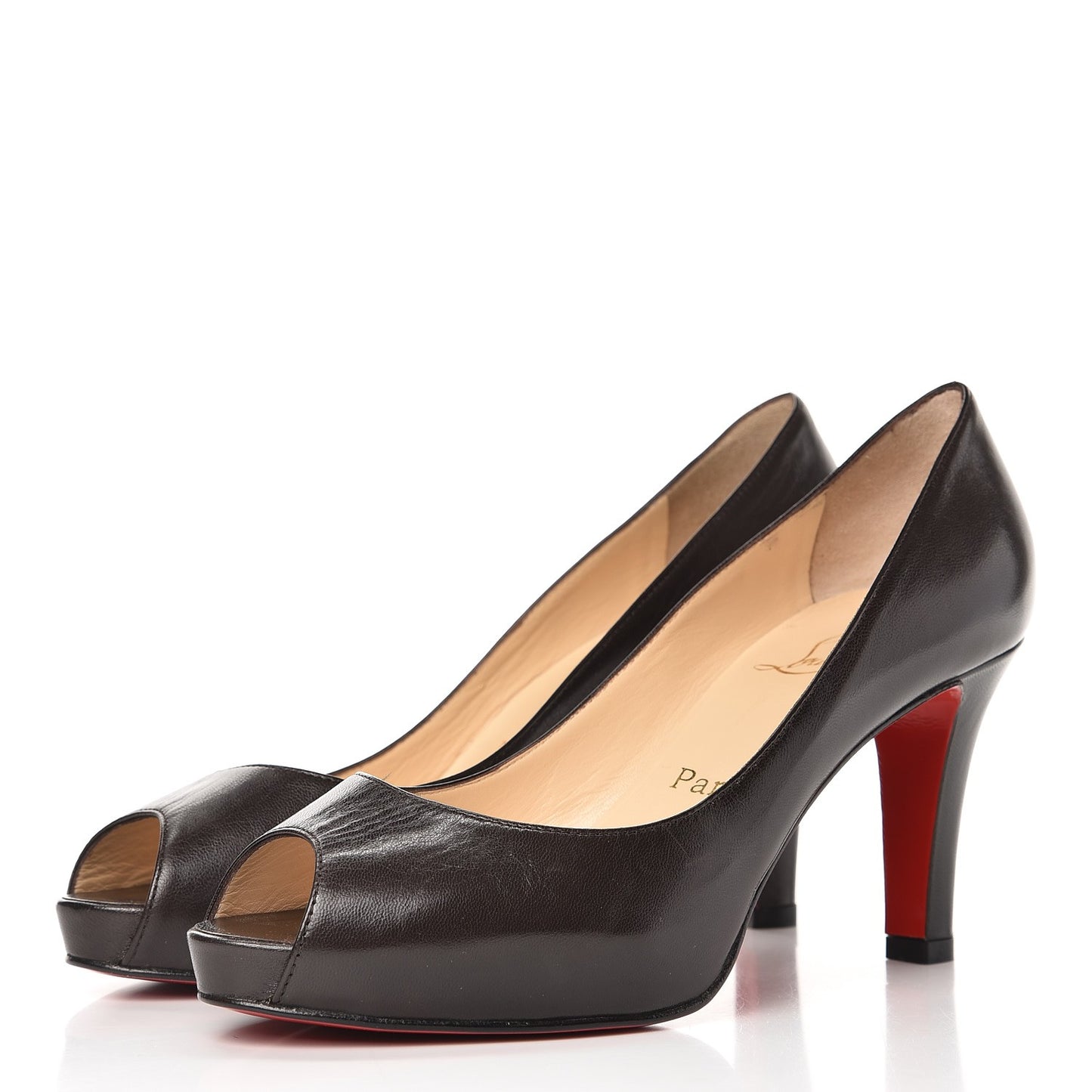Calfskin 90 Platform Peep Toe Pumps 37.5 Brown