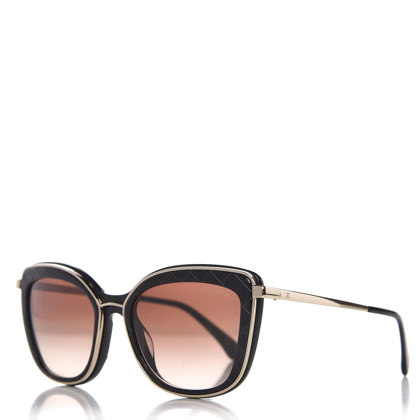 Acetate Quilted Metal Butterfly Sunglasses 4238-A Black
