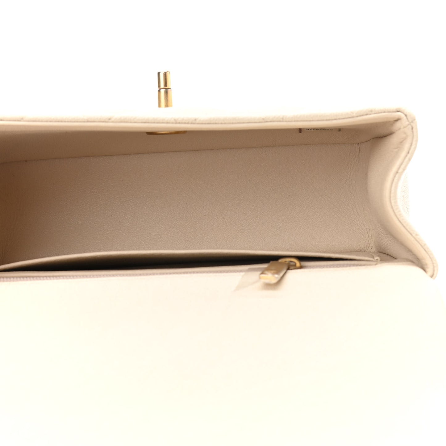Caviar Quilted Mini Top Handle Rectangular Flap White