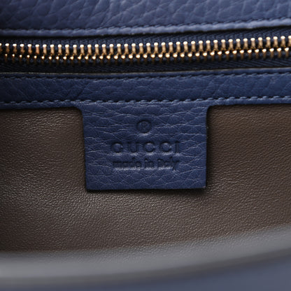 Gucci Pebbled Calfskin Medium Miss Bamboo Shoulder Bag Navy 6 of 12