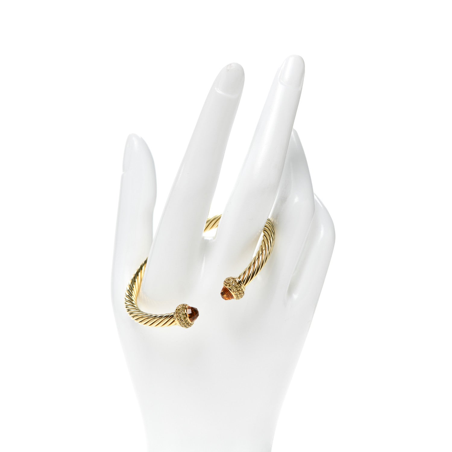 David Yurman 18K Yellow Gold Citrine Yellow Sapphire 5mm Candy Cable Bracelet 2 of 6