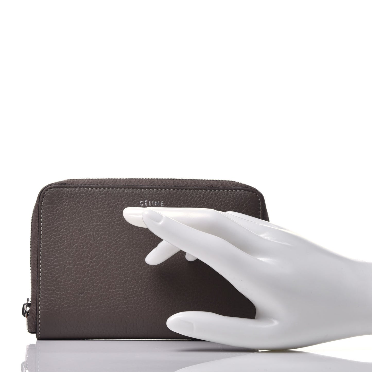 Drummed Calfskin Zip Around Multifunction Wallet Souris