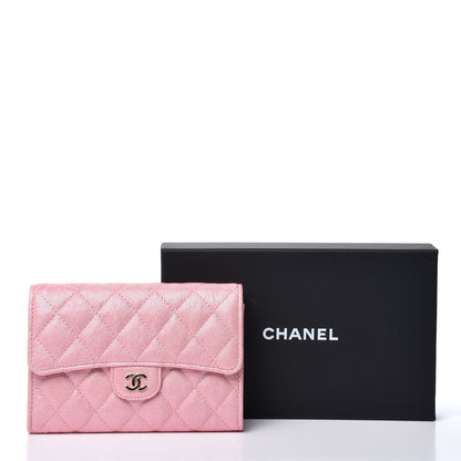 Chanel Iridescent Caviar Quilted Medium Flap Wallet Rose Pink 10 of 10