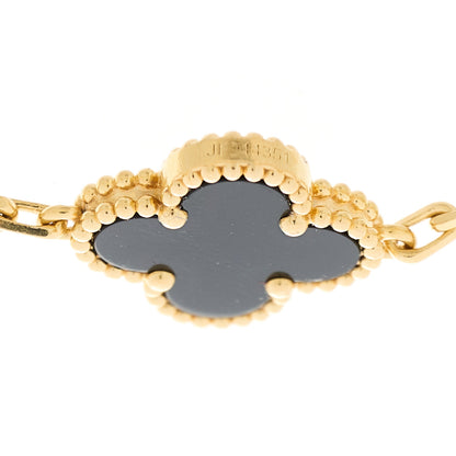 Van Cleef & Arpels 18K Yellow Gold Black Onyx 5 Motifs Vintage Alhambra Bracelet 3 of 4