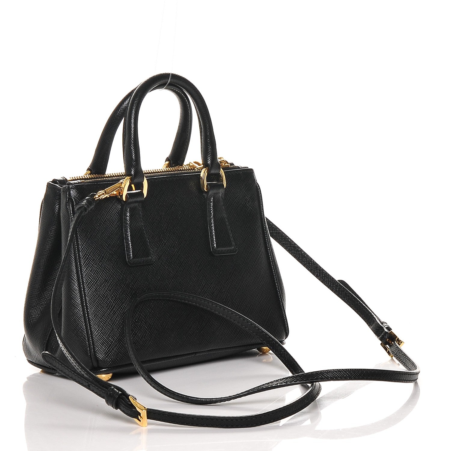 Prada Saffiano Lux Micro Galleria Double Zip Tote Black 3 of 7