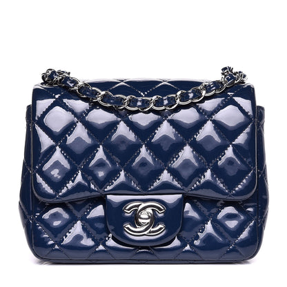 Chanel Patent Quilted Mini Square Flap Navy Blue 1 of 10