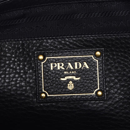Prada Vitello Daino Side Pocket Shoulder Bag Black 6 of 11