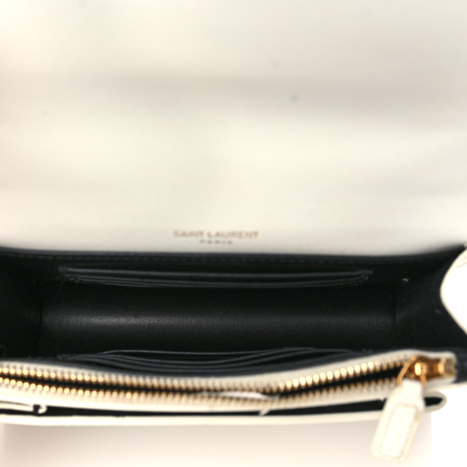 Saint Laurent New Aspen Calfskin Bi-Color Monogram Sunset Chain Wallet Black Dirty White 5 of 8