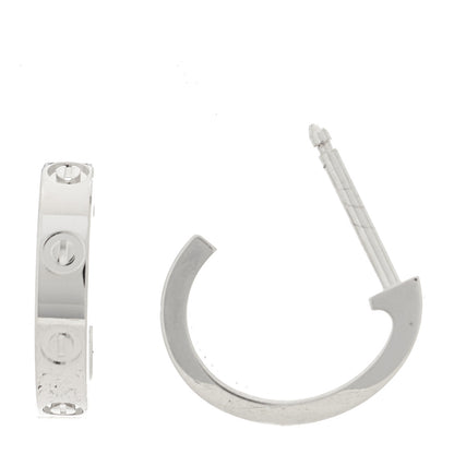 Cartier 18K White Gold Small LOVE Hoop Earrings 2 of 7