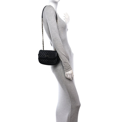 Chanel Calfskin Chevron Quilted Mini Messenger Flap Black 2 of 12