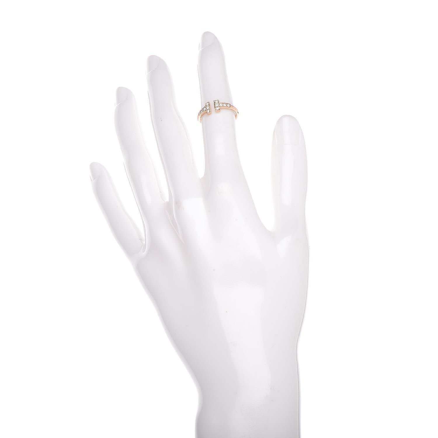 Tiffany 18K Rose Gold Diamond T Wire Ring 47 4 2 of 5