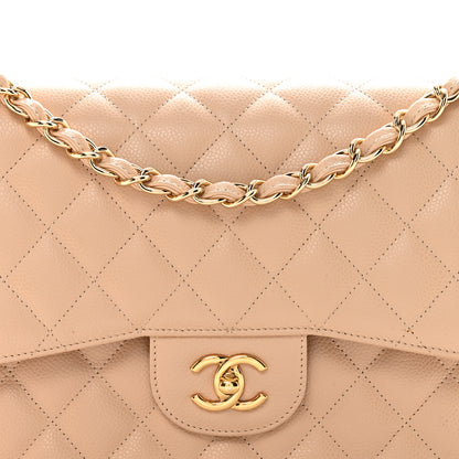 Chanel Caviar Quilted Jumbo Double Flap Beige Clair 8 of 12