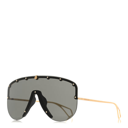 Gucci Shield Sunglasses GG0667S Black Gold 1 of 8