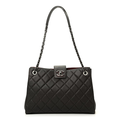 Chanel Caviar Quilted Large CC Accordion Shopping Bag Brown 1 of 9
