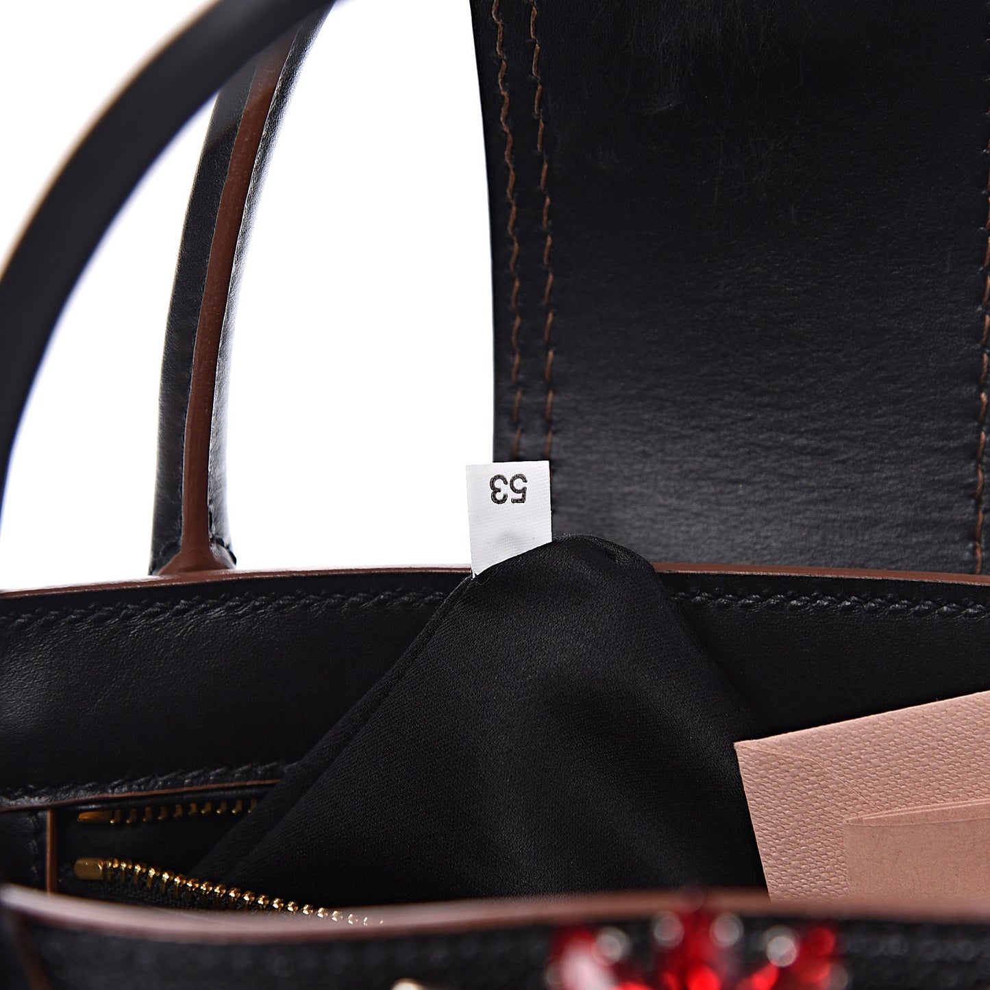 Goatskin Madras Soft Calf Crystal Embellished Tote Black