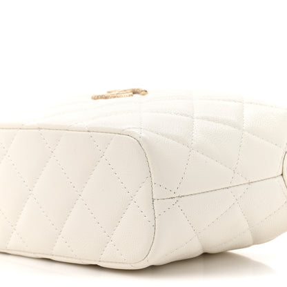 Chanel Caviar Quilted Hobo Clutch With Chain White 9 of 10
