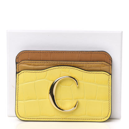 Chloe Crocodile Embossed Calfskin C Card Holder Joyful Yellow Tricolor 8 of 8