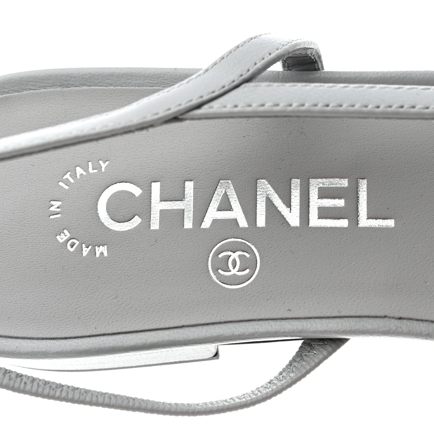 Chanel Lambskin Cap Toe CC Slingback Sandals 39.5 Grey 6 of 8