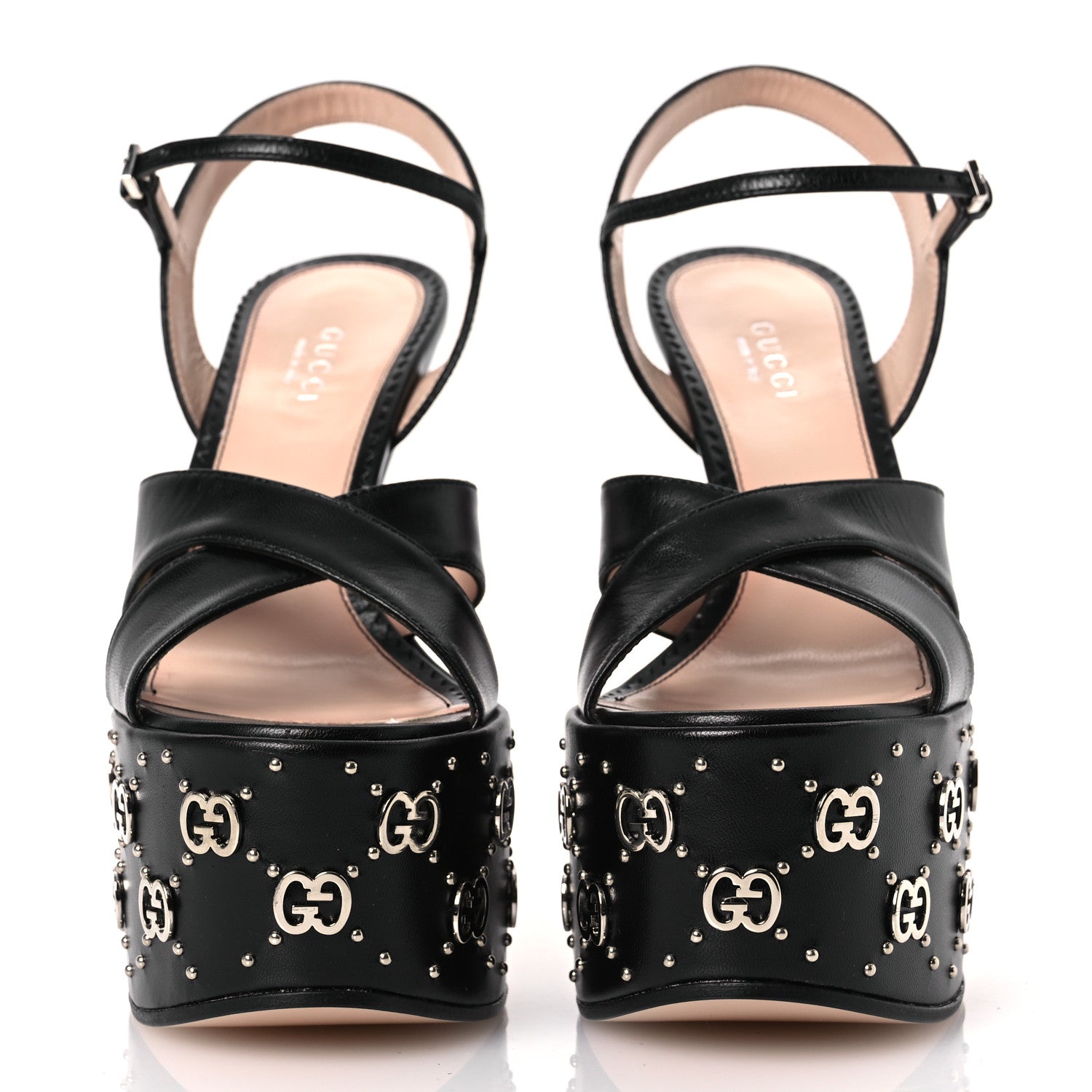 Gucci Malaga Kid Interlocking G Studs 155mm Platform Sandals 36 Perfect Black 3 of 12