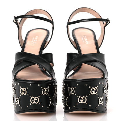 Gucci Malaga Kid Interlocking G Studs 155mm Platform Sandals 36 Perfect Black 3 of 12