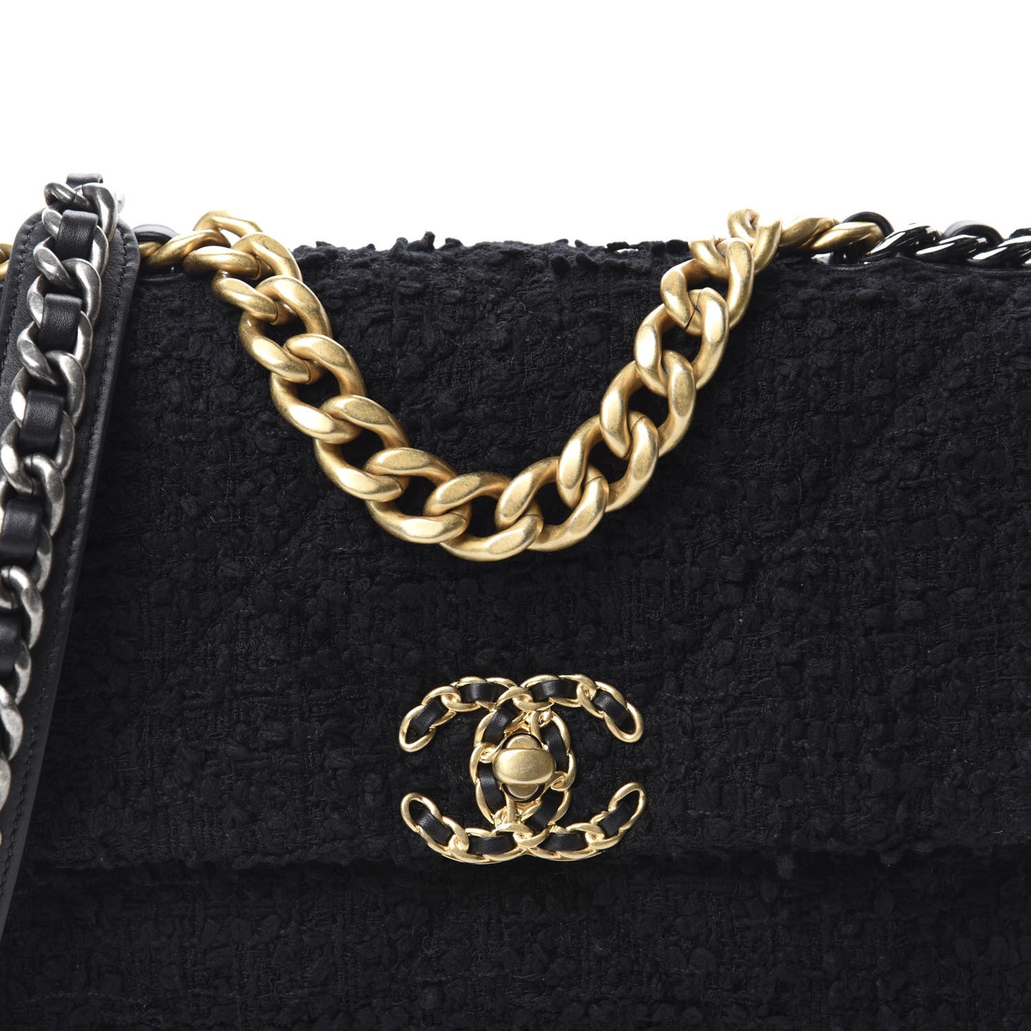 Chanel Tweed Quilted Medium 19 Flap Black 10 of 10