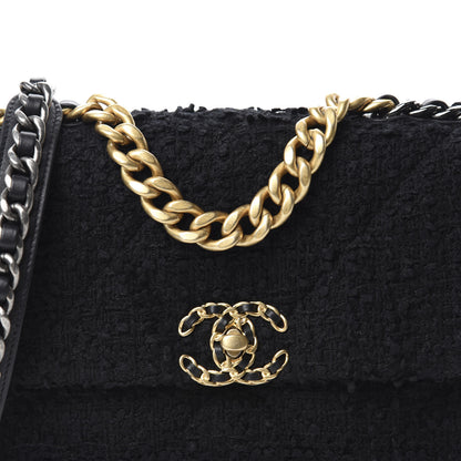 Chanel Tweed Quilted Medium 19 Flap Black 10 of 10