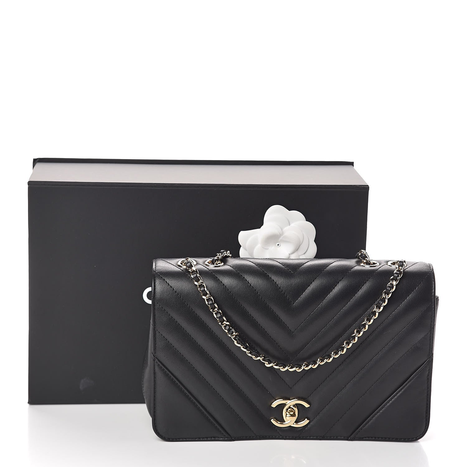 Chanel Calfskin Chevron Quilted Statement Flap Black 11 of 11