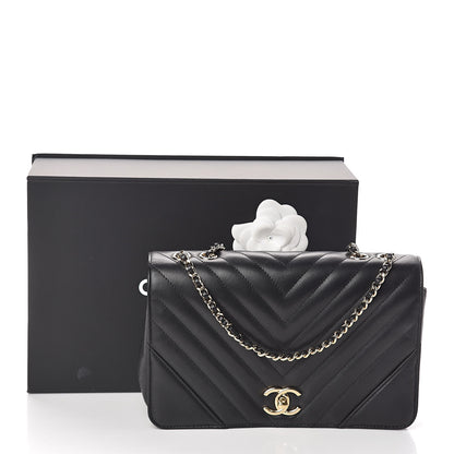 Chanel Calfskin Chevron Quilted Statement Flap Black 11 of 11