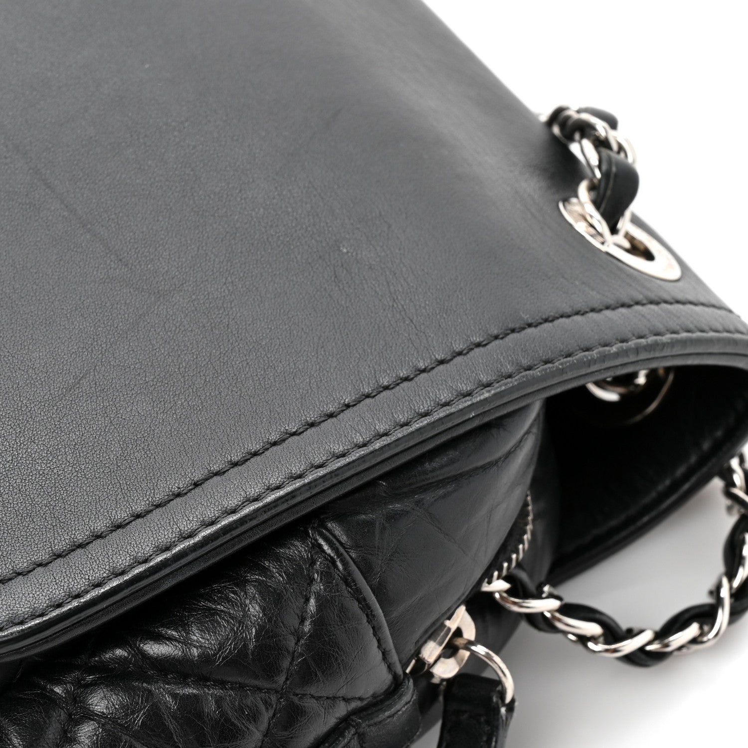 Chanel Aged Calfskin Quilted Easy Zip Flap Bag Black 12 of 14