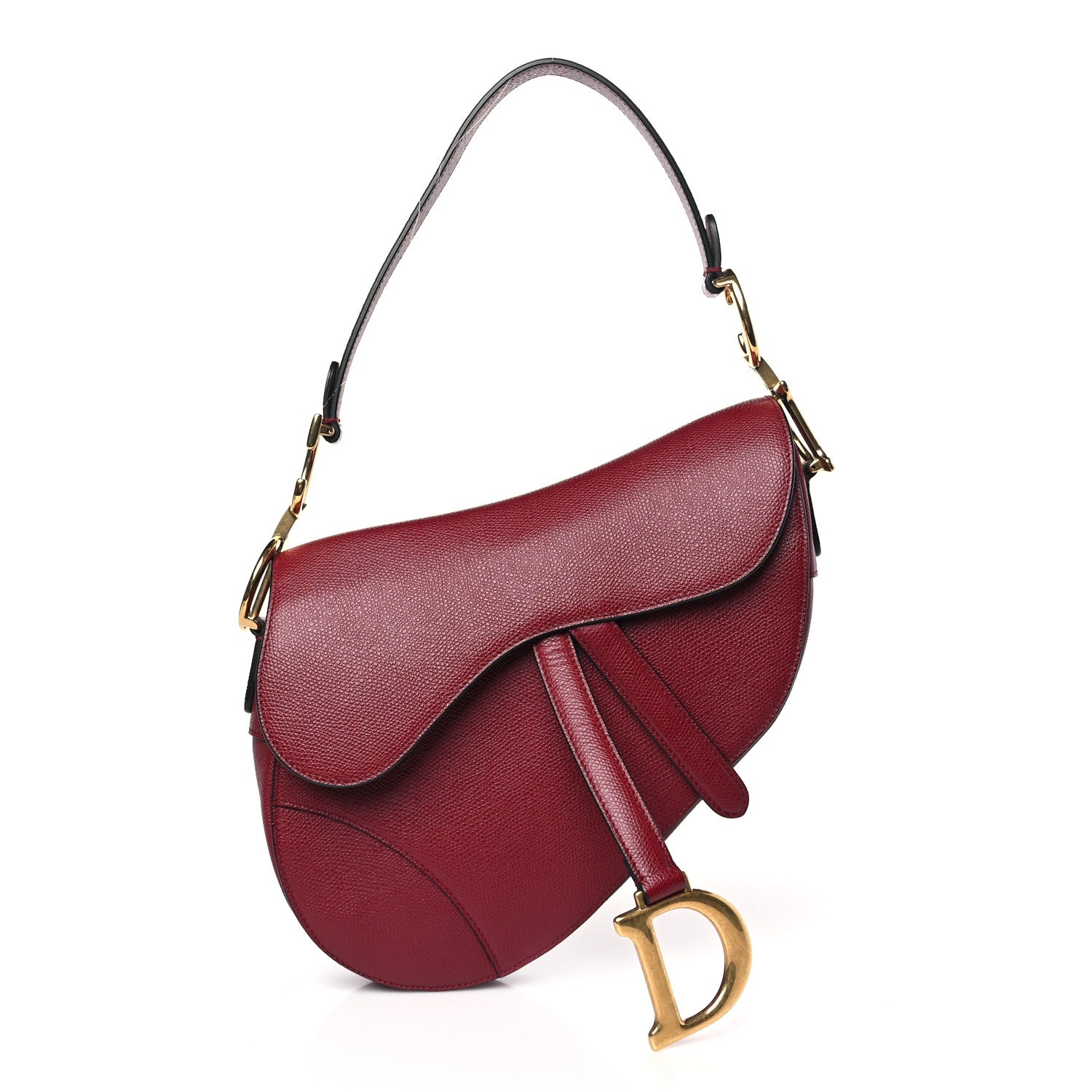 Christian Dior Grained Calfskin Saddle Bag Red 1 of 11