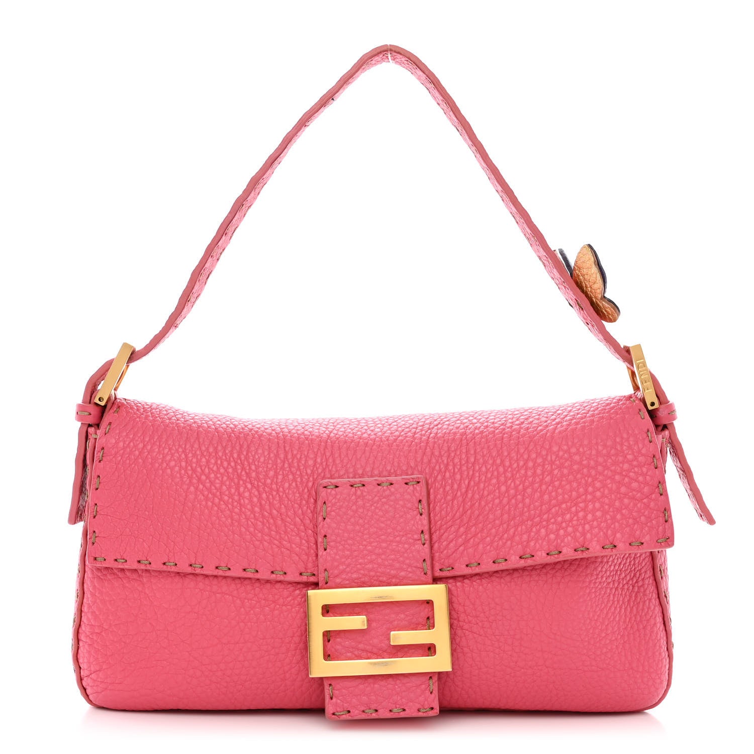 Fendi Calfskin Romano Selleria Baguette Pink 1 of 14