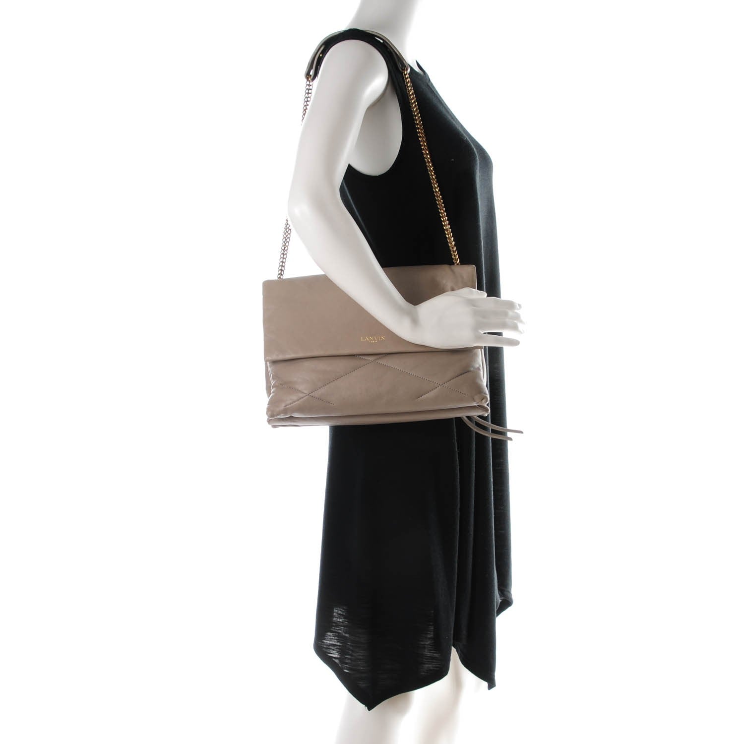 Lanvin Lambskin Quilted Medium Sugar Flap Shoulder Bag Grey 2 of 7