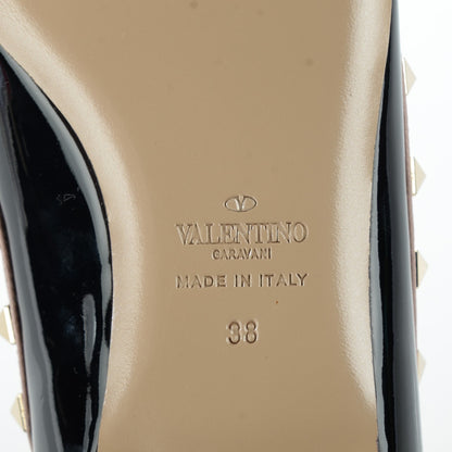 Valentino Garavani Patent Nappa Rockstud Ballerina Flats 38 Black Poudre 8 of 8