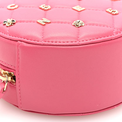Chanel Lambskin Quilted Studded Round Clutch With Chain Dark Pink 9 of 10