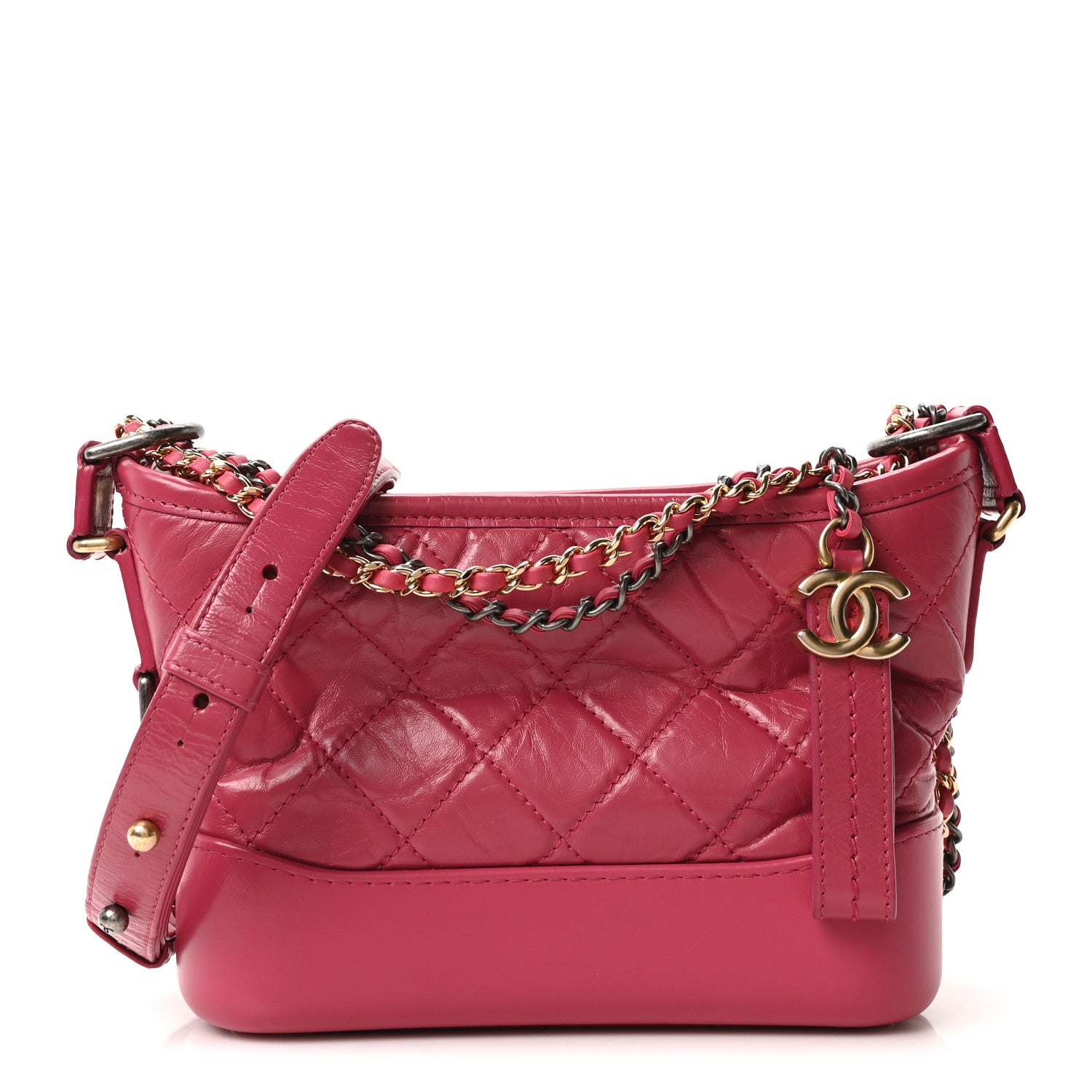 Chanel Aged Calfskin Quilted Small Gabrielle Hobo Fuchsia 1 of 10