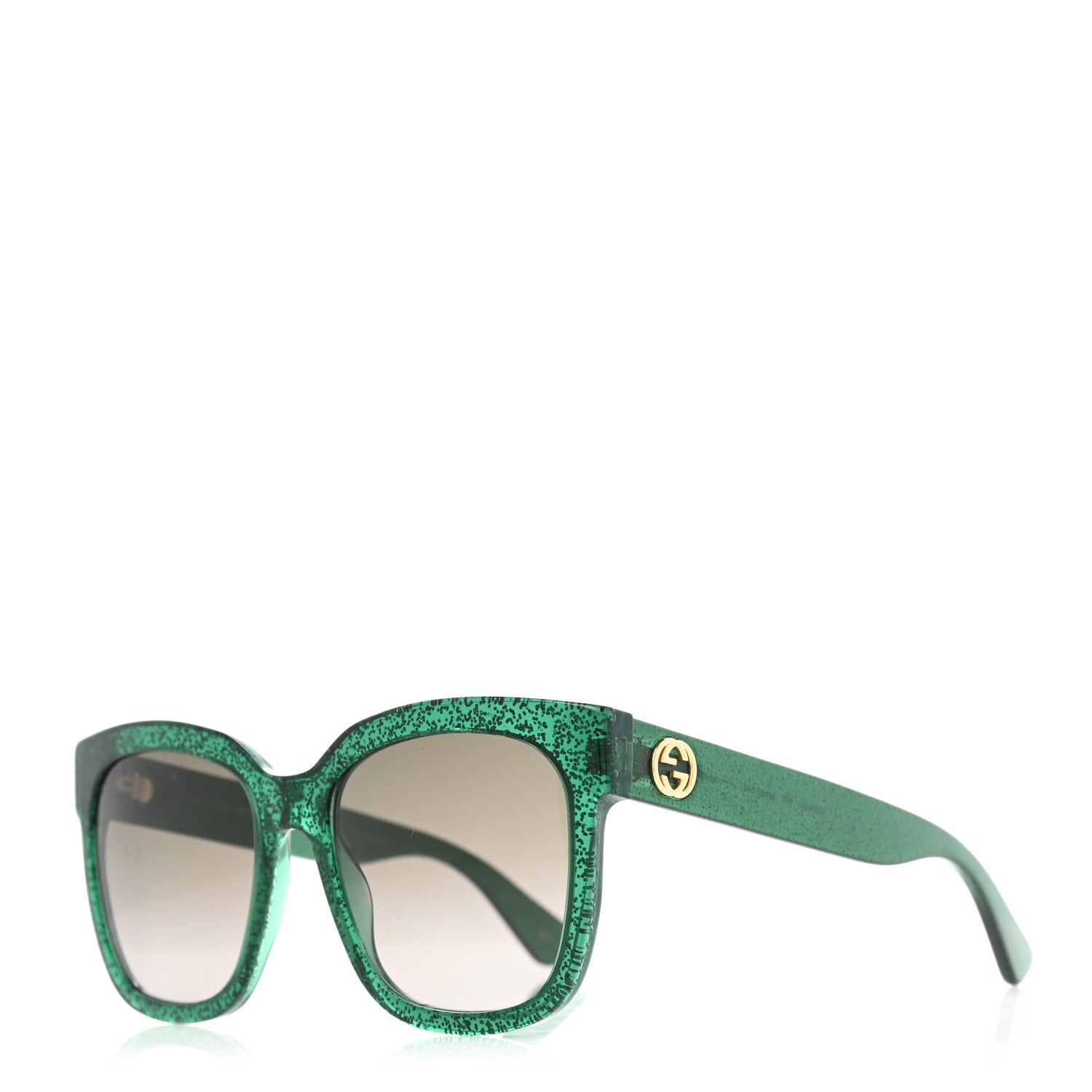 Gucci Acetate Glitter Square Frame Sunglasses GG0347S Green 1 of 9