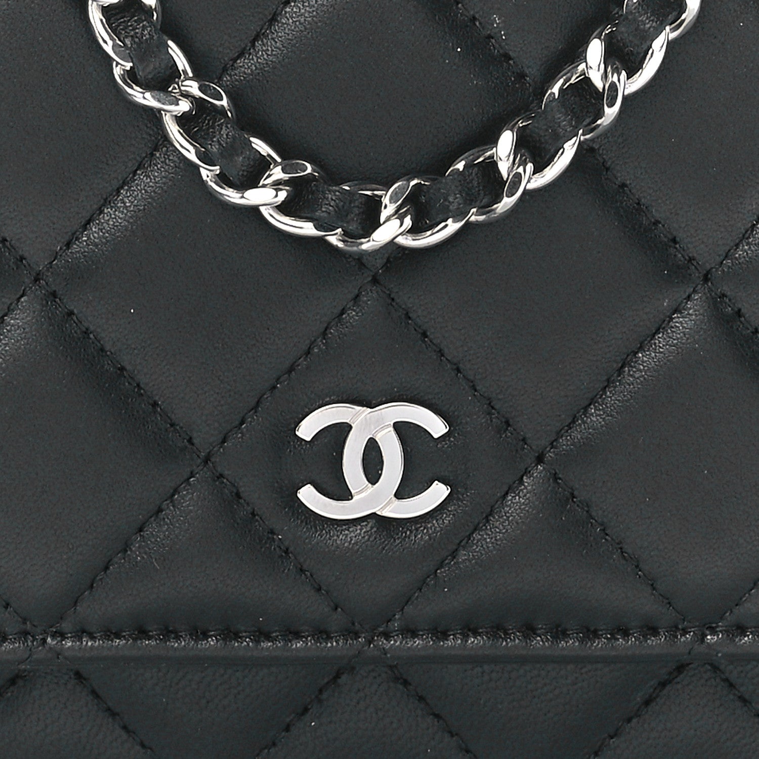 Chanel Lambskin Quilted Wallet On Chain WOC Black 9 of 13