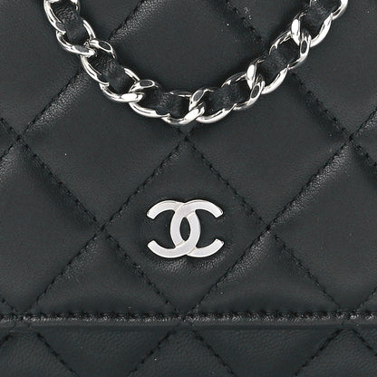 Chanel Lambskin Quilted Wallet On Chain WOC Black 9 of 13